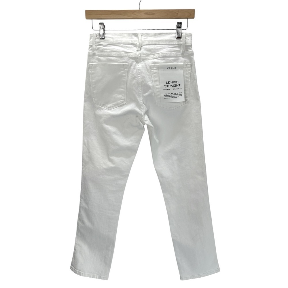 FRAME Le High Straight Blanc White Jeans Cropped Clean Minimal Resort Coastal 27 - Picture 4 of 16